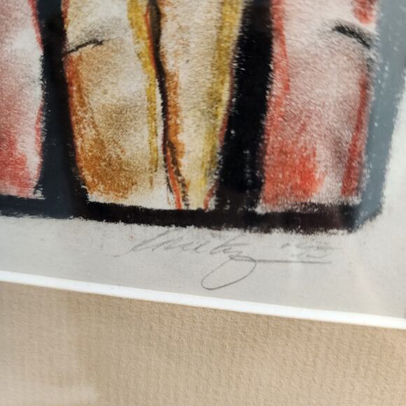 Abstract Tree Trunk Woods Drawing Etched Art MCM Signed Dated Matted Framed - Picture 4 of 11